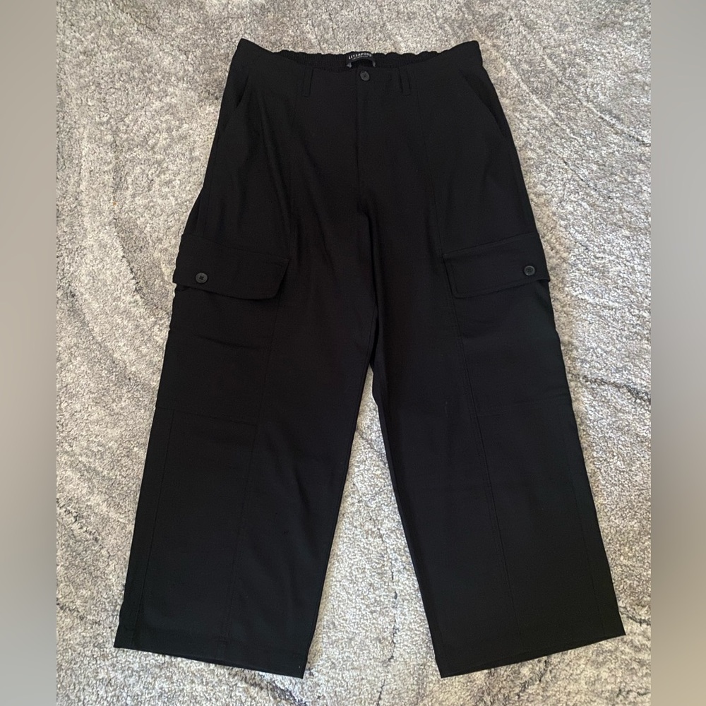 Liverpool Wide Leg Black Cargo Dress Pants Size 14/32